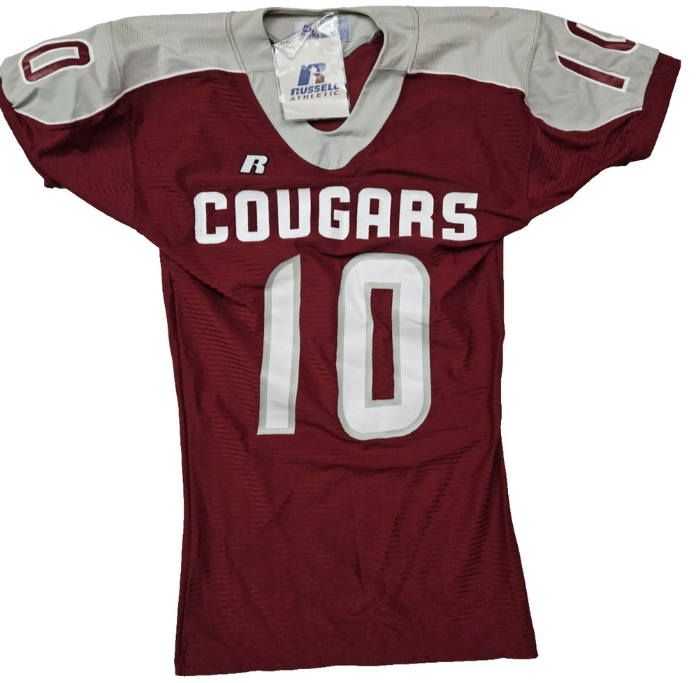 Vintage Cougars Football Jersey Men's Large Red Russell Athletic #10